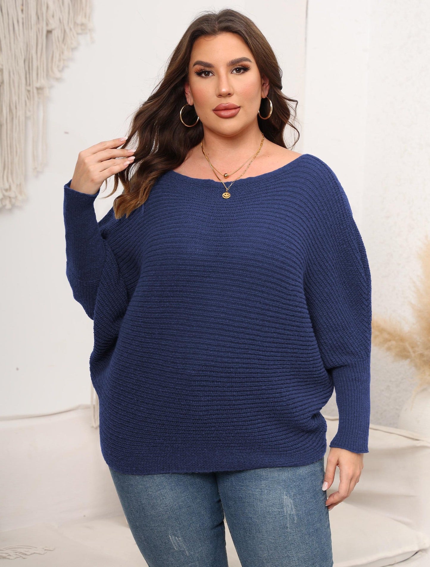 Batwing Sleeve Off-Shoulder Knit Sweater For Women