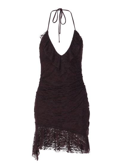 Sexy Lace Halter Bodycon Dress Casual Summer Mini Dress