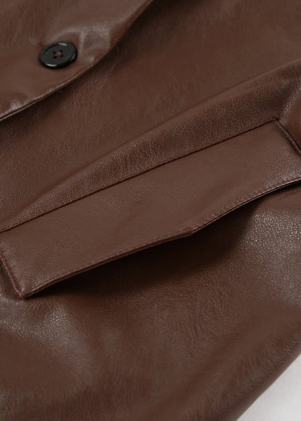 Oversized Double Breasted Jacket Brown High Quality