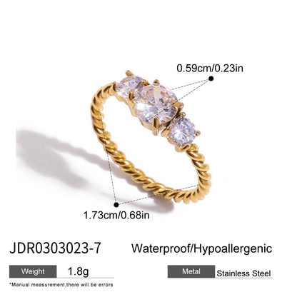 Luxury Gold Plated Geometric Zircon Ring