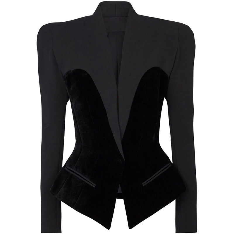 Structured Velvet Blazer for Elegant Casual Wear
