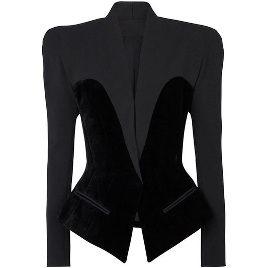 Structured Velvet Blazer for Elegant Casual Wear
