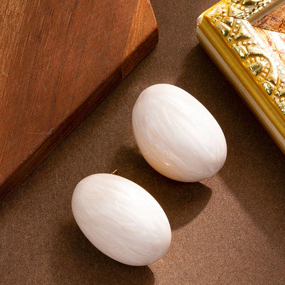 French Vintage Geometric Oval Alloy Earrings For Women