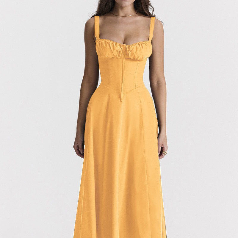 Floral Print Maxi Dress Gentle French Style Sleeveless Sundress