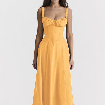 Floral Print Maxi Dress Gentle French Style Sleeveless Sundress