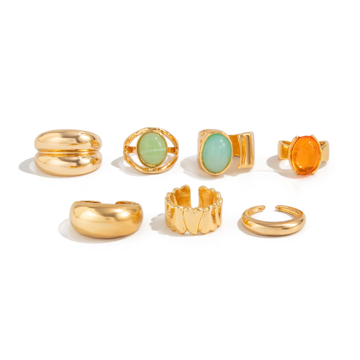 Geometric Vintage Gemstone Ring Set For Women