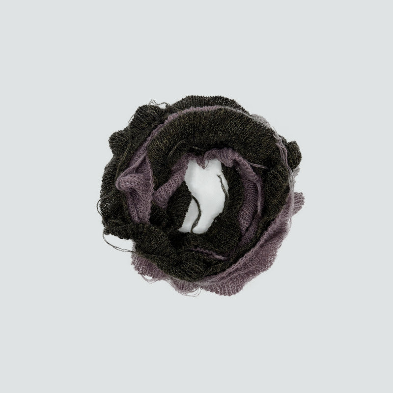 Spiral Knit Wool Blend Scarf with Fringe for Unisex