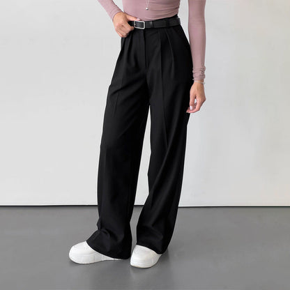 Women's High Waist Wide Leg Trousers Stylish Casual Suit Pants