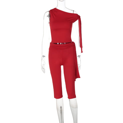 Women's Trendy Street Style Sleeveless Tops and Shorts Set