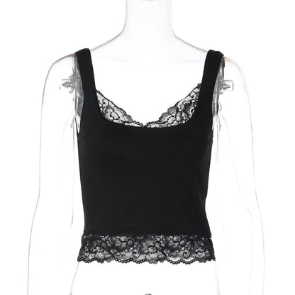Trendy Sexy Lace-Trimmed Crop Top for Stylish Women