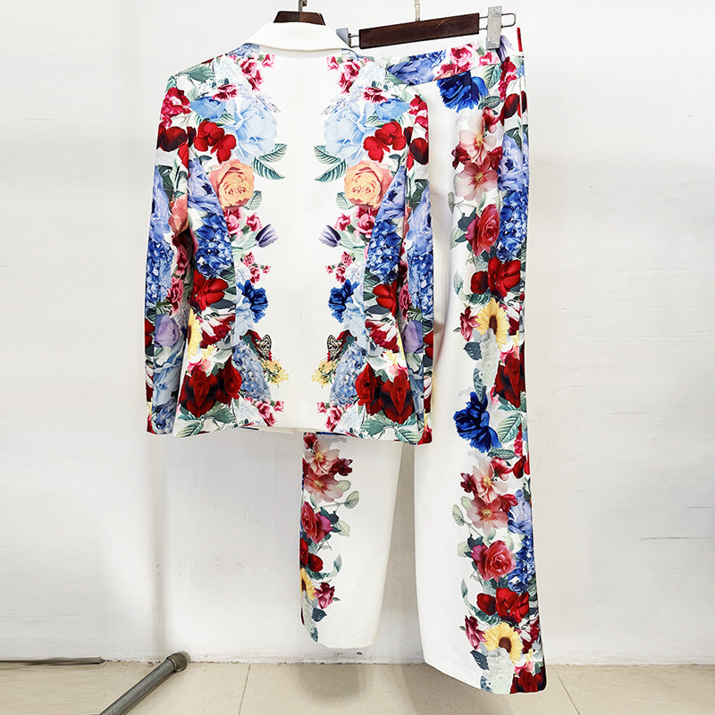 Fashionable Digital Print Suit Jacket Set