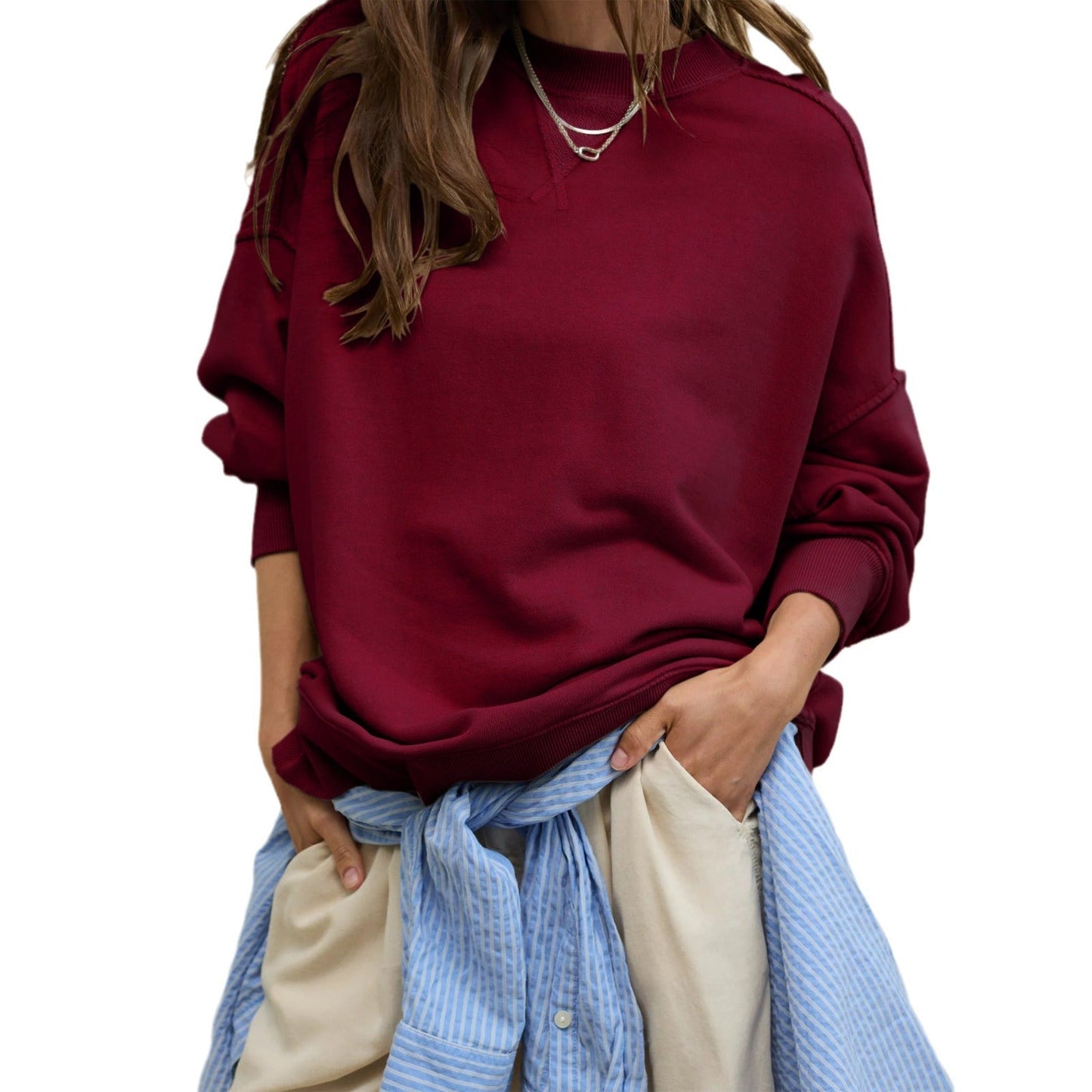 Casual Pullover Sweatshirt for Women - Loose Fit - Street Style