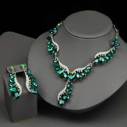 Luxury Drop-Shaped Gemstone Necklace and Earring Set for Formal Events