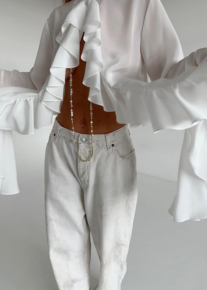 Ruffled Statement Blouse Lightweight Flowing Fabric