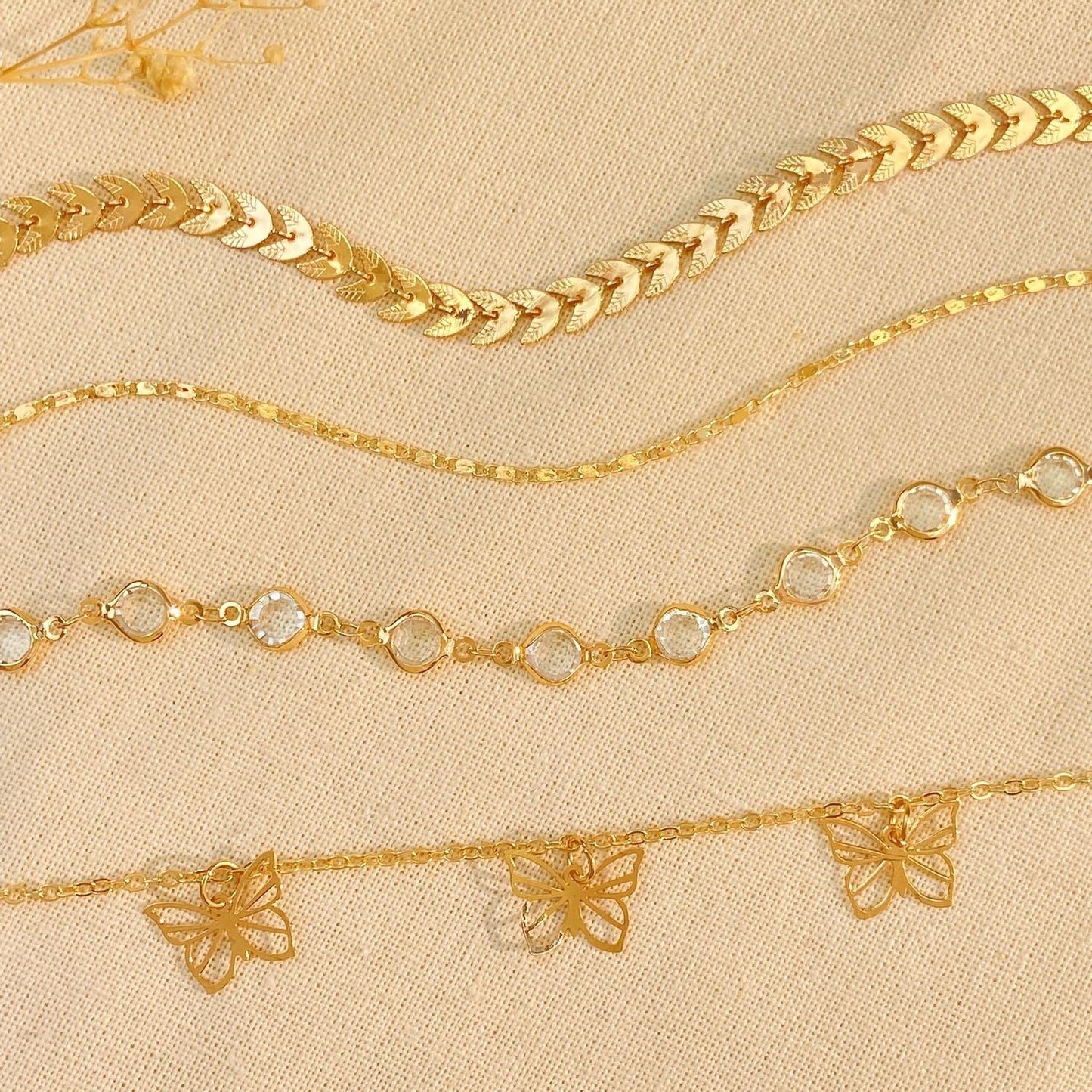 Hellow Out Butterfly Rhinestones Anklet