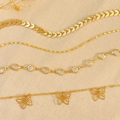 Hellow Out Butterfly Rhinestones Anklet