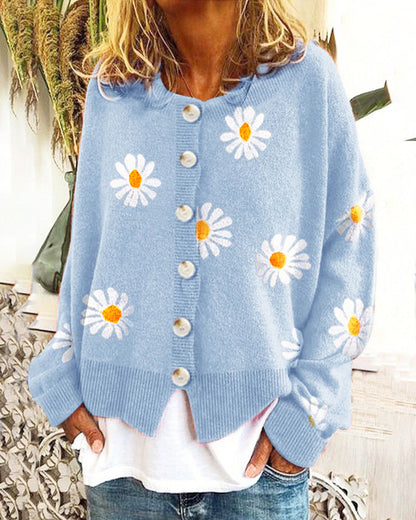 Autumn And Winter New Sweater Ladies Embroidered Knitted Cardigan Sweater