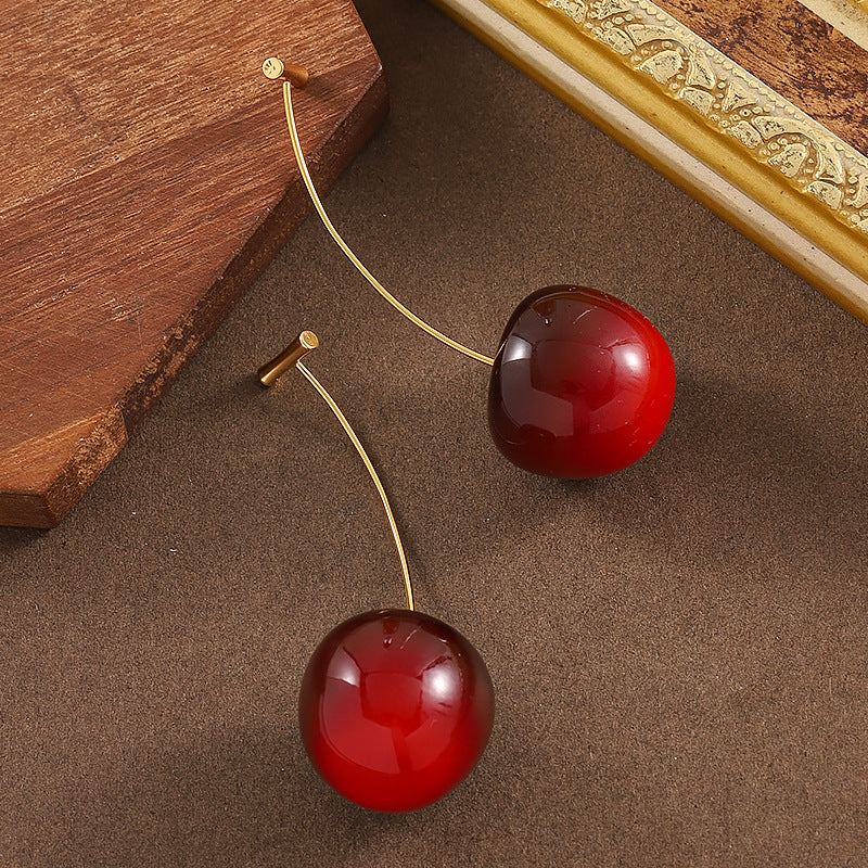 Cherry Fruit Earrings 16K Gold Plated Jewelry Stylish And Chic