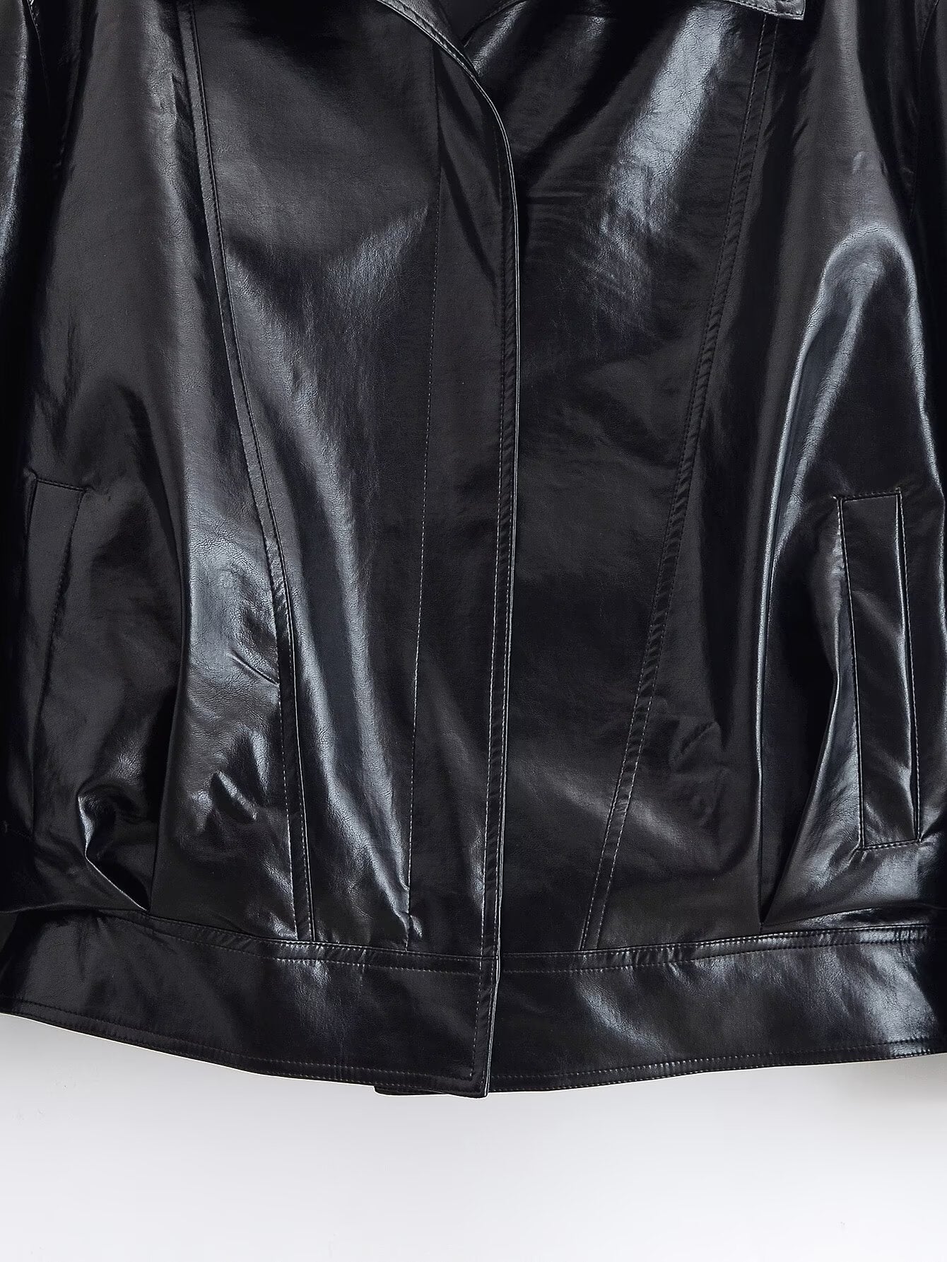 Cool Lapel Pleated Leather Jackey