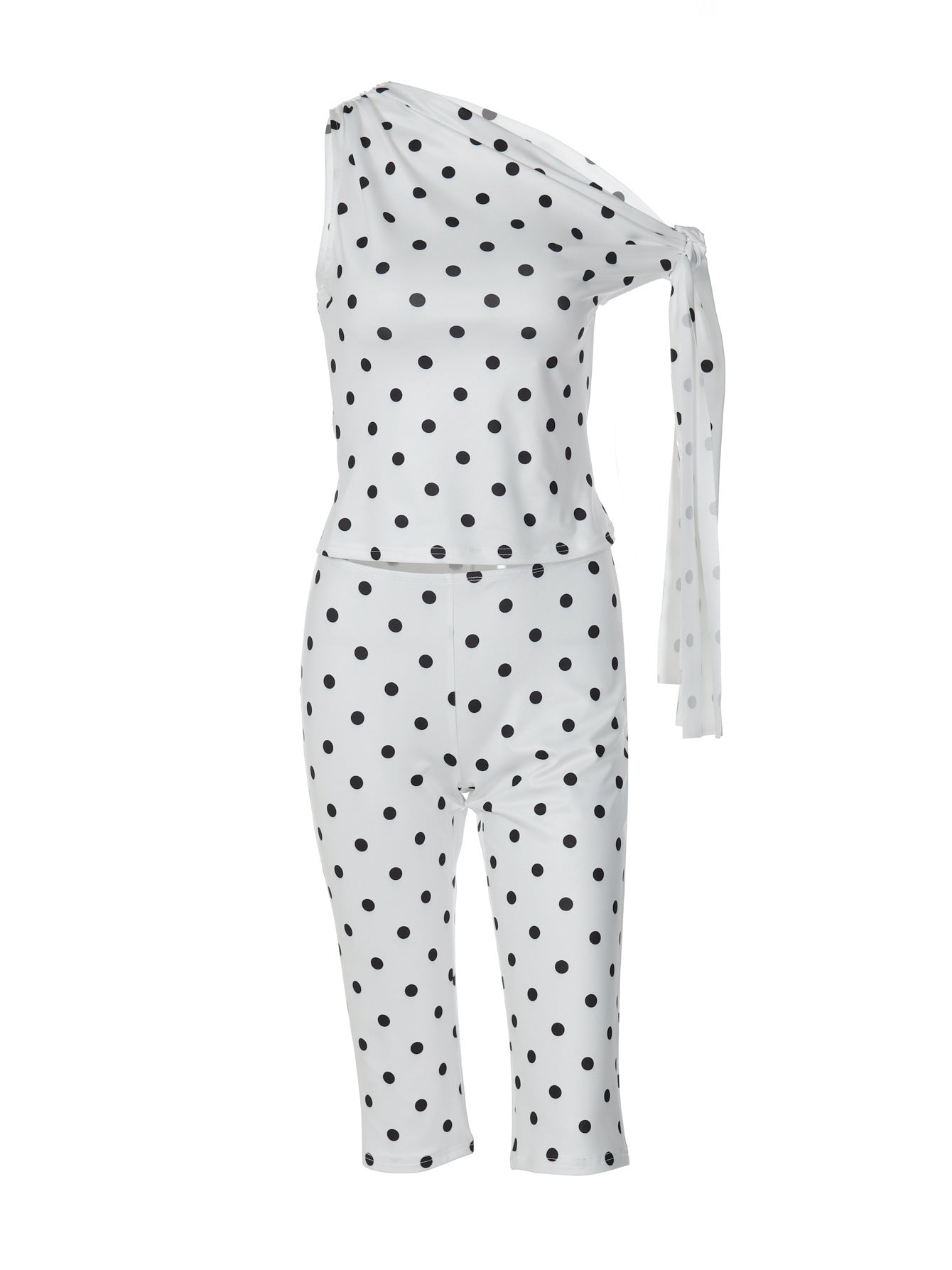 Trendy Polka Dot Sleeveless Top and Shorts Set