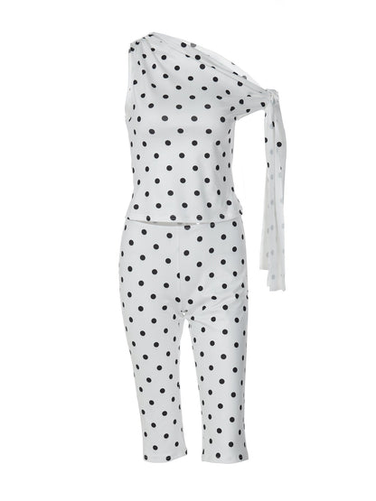 Trendy Polka Dot Sleeveless Top and Shorts Set