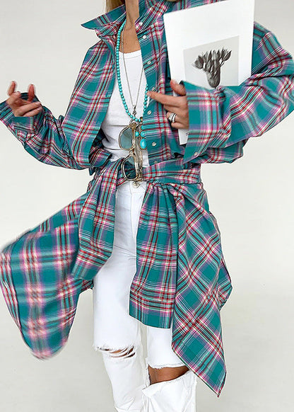 Oversized Plaid Button Up Shirt Soft Cotton