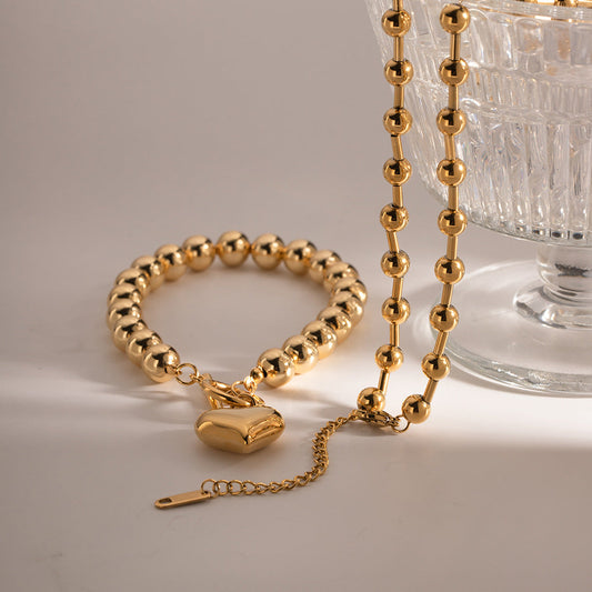CubicÂ Love Pendant Bead Chain Necklace
