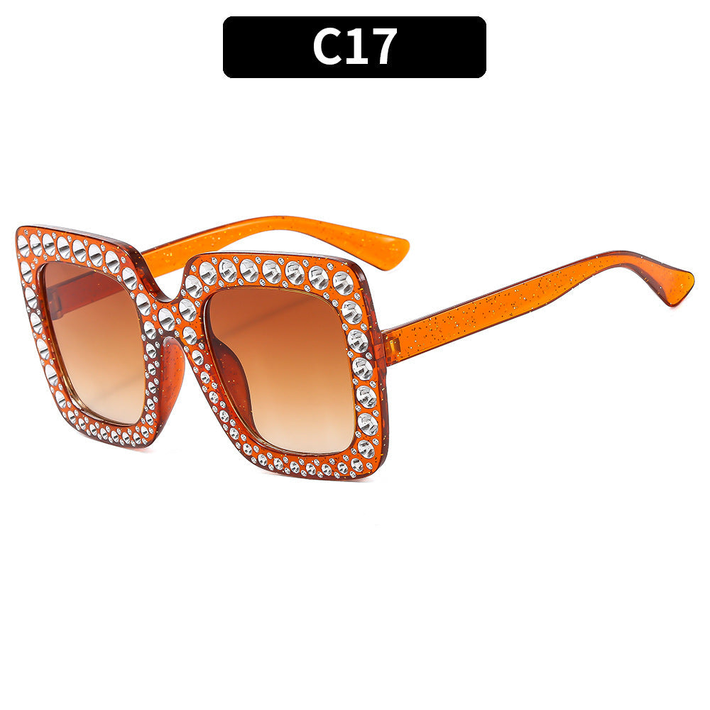 Colorful Bling Square Sunglasses Retro UV400 Protection