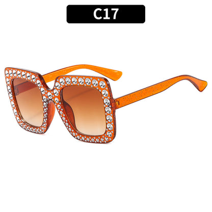 Colorful Bling Square Sunglasses Retro UV400 Protection