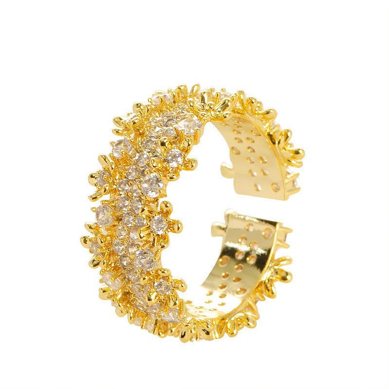 Fashion Adjustable Open Ring With Sparkling Stars