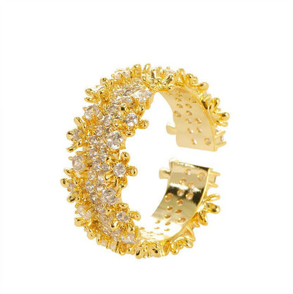 Fashion Adjustable Open Ring With Sparkling Stars