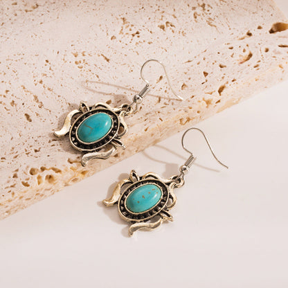 Exaggerated Turquoise Geometry Necklace and Earring Set