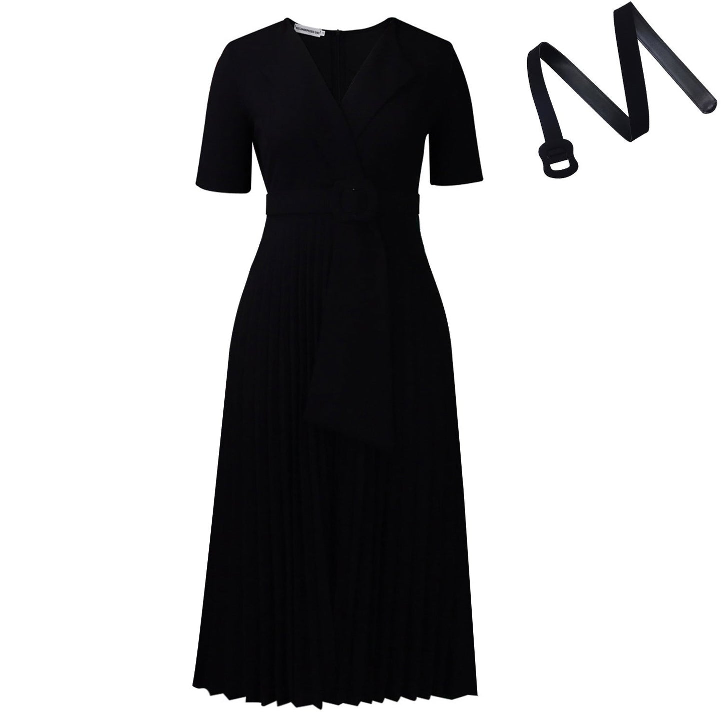 Elegant High-Waisted A-Line Dress With V-Neck