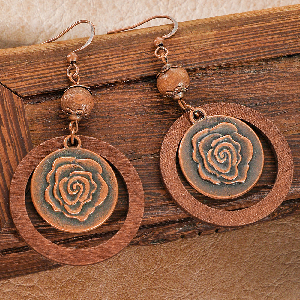 Bohemian Tassel Earrings Geometric Wood Beads Handmade Jewelry