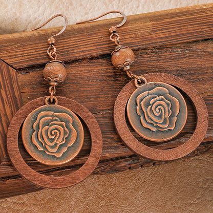 Bohemian Tassel Earrings Geometric Wood Beads Handmade Jewelry