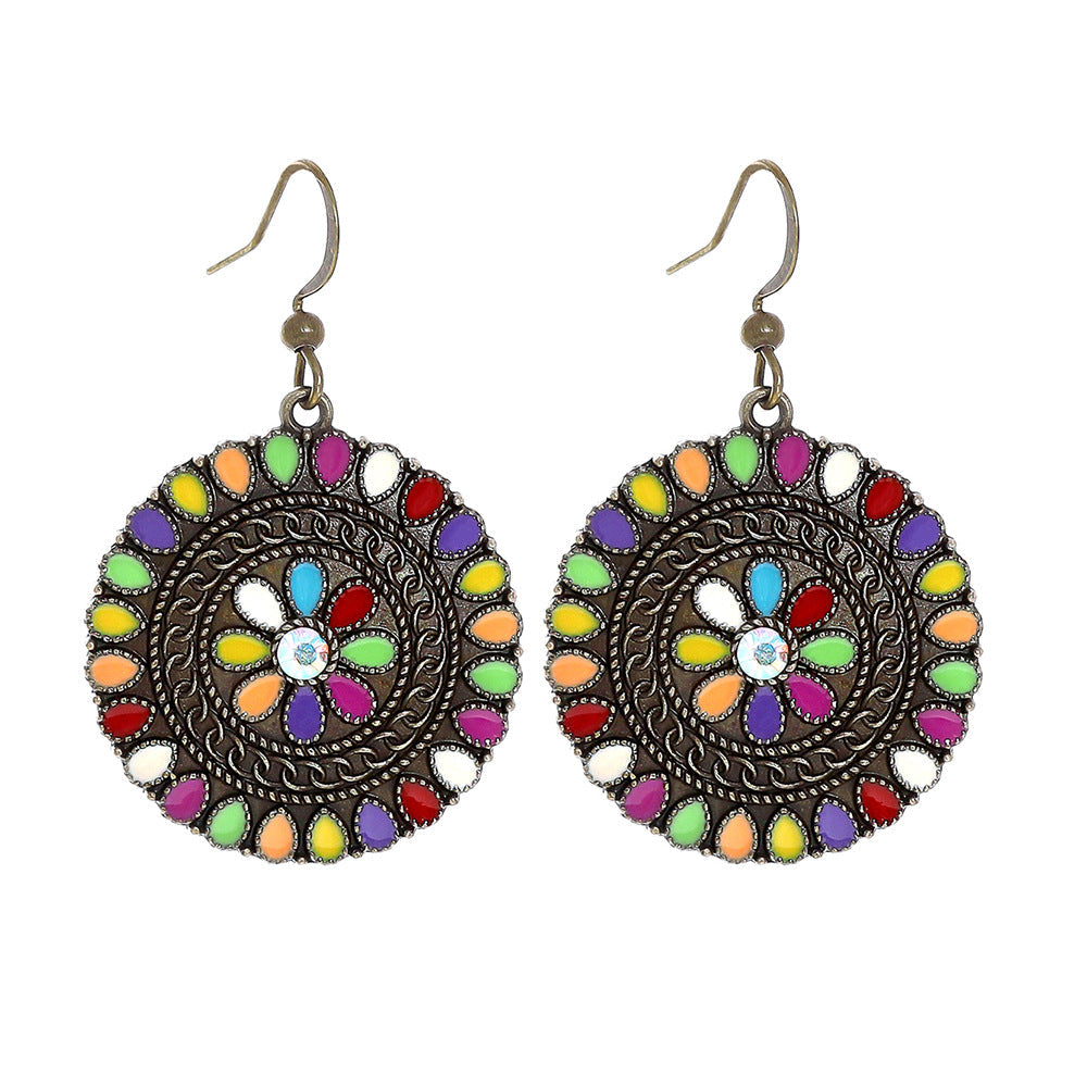 Colorful Geometric Drop Oil Dangle Earrings for Women