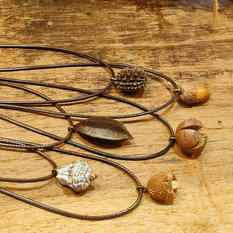 Creative Acorn Pendant Necklace Retro Style Accessories