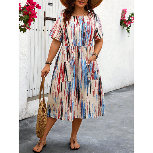 Striped Floral Maxi Dress Casual Relaxed Style