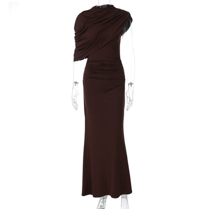 Fashionable Asymmetrical Bodycon Dress With Ruching