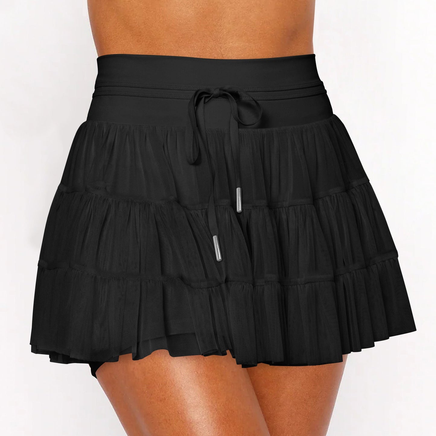 Soft Color-Block Lace-Up Skirt Pants for Women