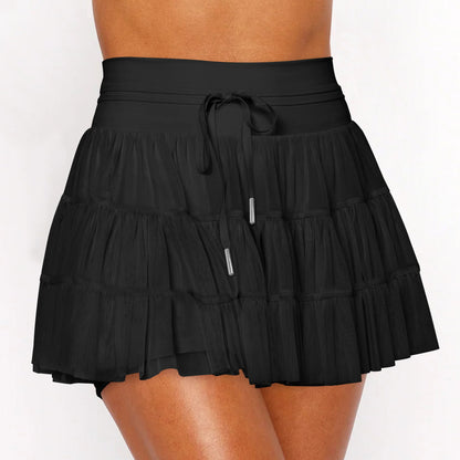 Soft Color-Block Lace-Up Skirt Pants for Women