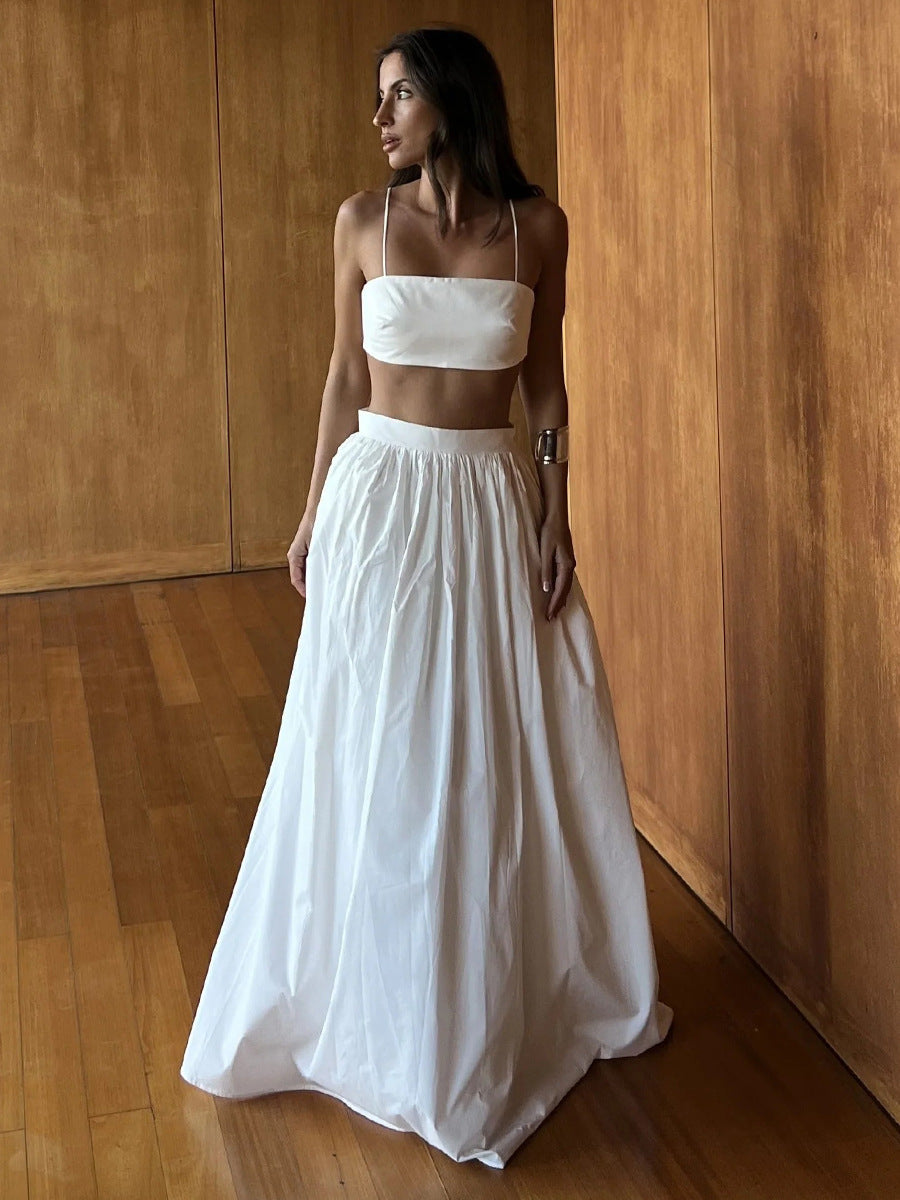 Cotton Sleeveless Long Dress Lingerie Set Sexy Style