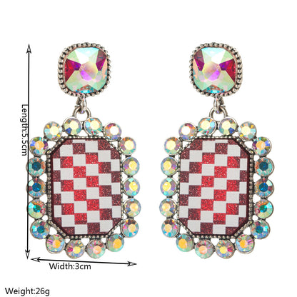 Trendy Geometric Earrings With Rhinestones in Alloy