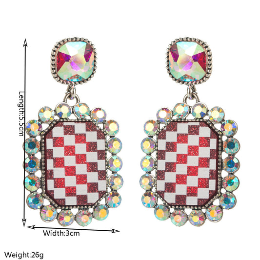 Trendy Geometric Earrings With Rhinestones in Alloy
