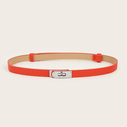 Simple Elegant Fine Leather Metal Belt