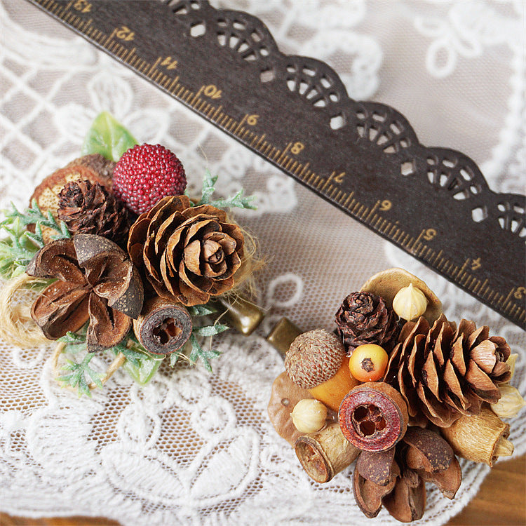 Forest-Themed Autumn Leaves Pinecone Hair Clip
