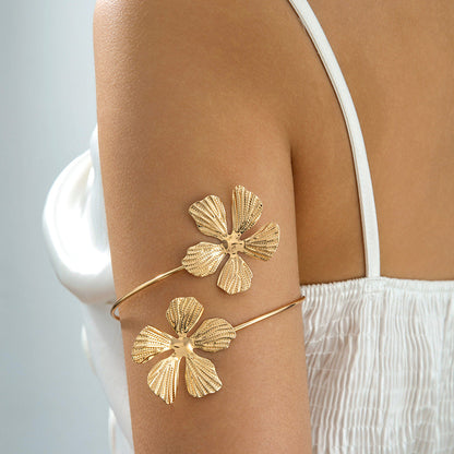Floral Open Arm Cuff Bracelet Geometric Punk Style Beach Party Jewelry
