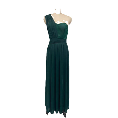 Elegant Green Maxi Dress Sleeveless V-Neck Evening Gown