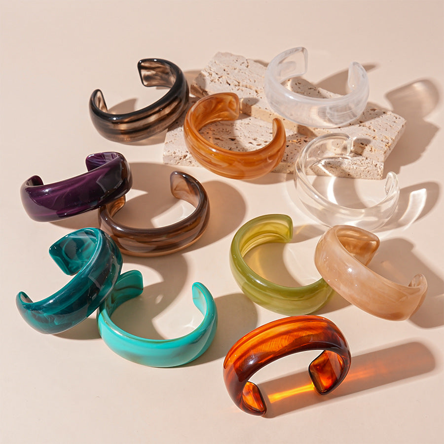 Vintage Tie-Dye Open Acrylic Bracelets
