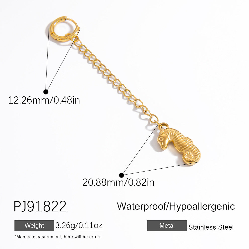 Stainless Steel Starfish & Shell Pendant Jewelry